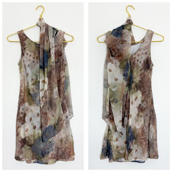 Vintage City Triangles Fairy Floral Neck Scarf Mini Dress Size Small Y2K 90s - Picture 1 of 10
